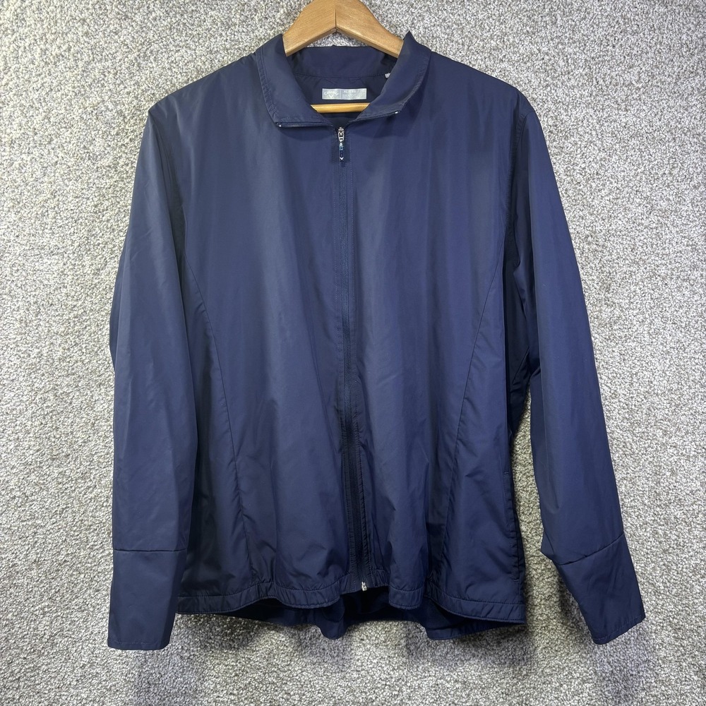 Callaway Windbreaker Jacket Mens XL Blue Lightweight Full Zip Elastic Waist Golf
